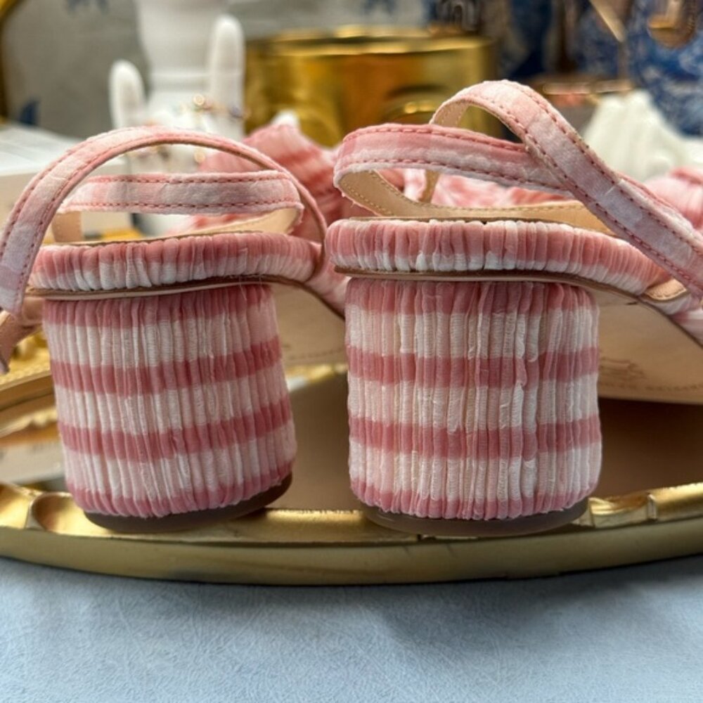 🆕 LOEFFLER RANDALL 🧿 NWOT Dahlia Soft Pink Gingham Pleated Bow Heel, Sz 7 - Picture 13 of 15